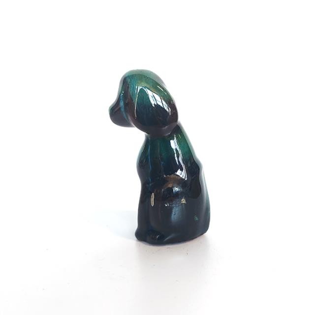 FIGURINE-Green/Brown Glazed Dog