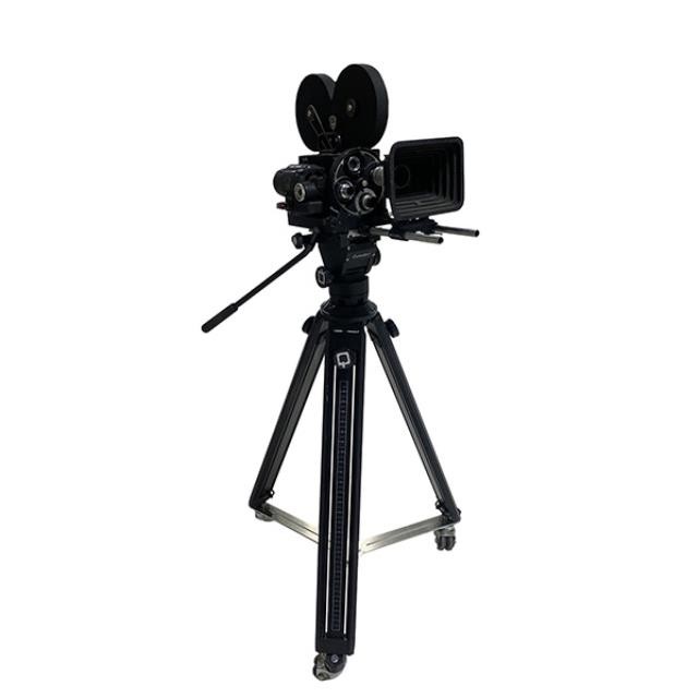 (33340078) MOVIE CAMERA - Mitchell Black Camera on Tripod w/ Castors