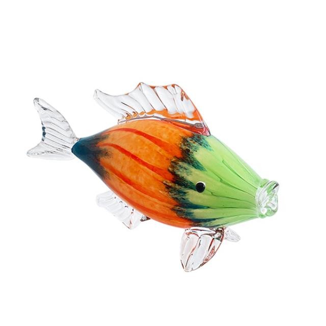 (Birdy0923)FIGURINE-Green|Orange|Blue Glass Fish