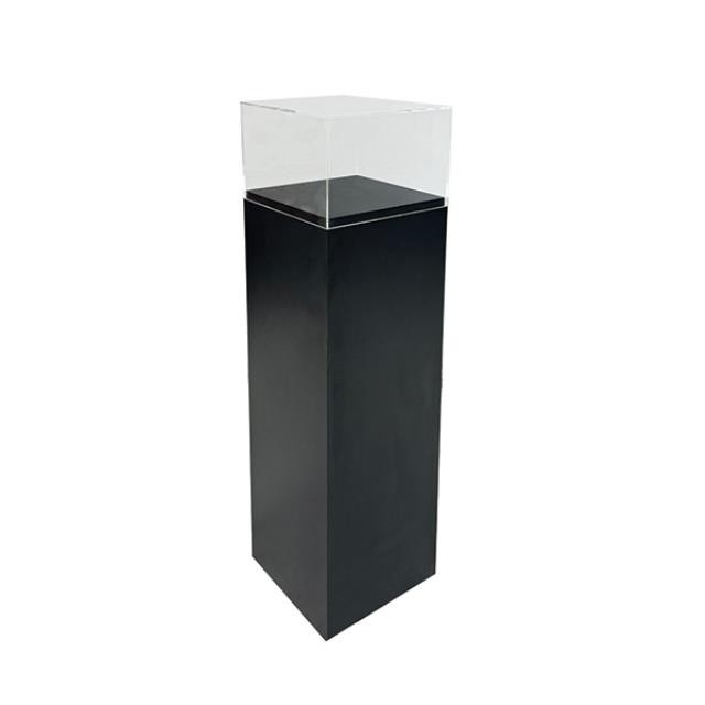 (40360725)PEDESTAL-Short Acrylic Top w|Black Laminate Base-12"Sq