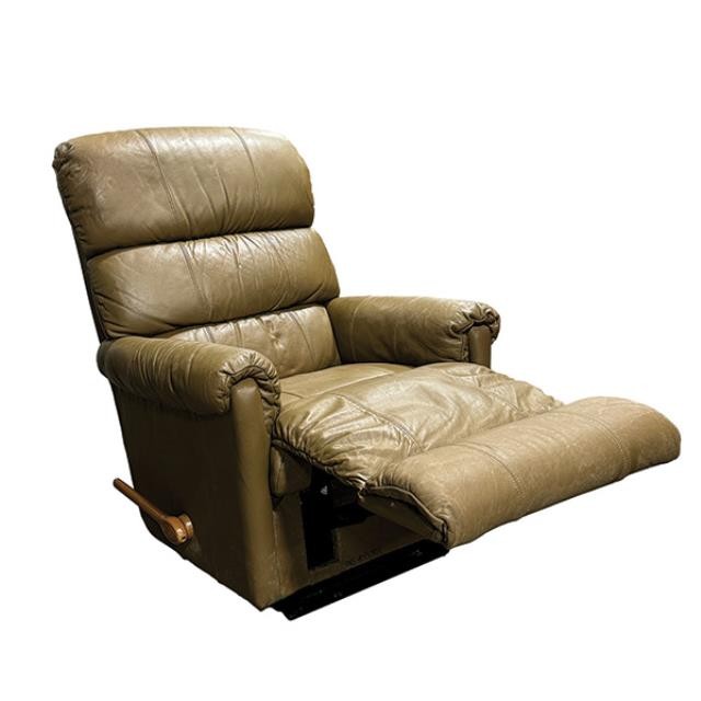 (40430854)CHAIR-RECLINER-Olive Leather Recliner