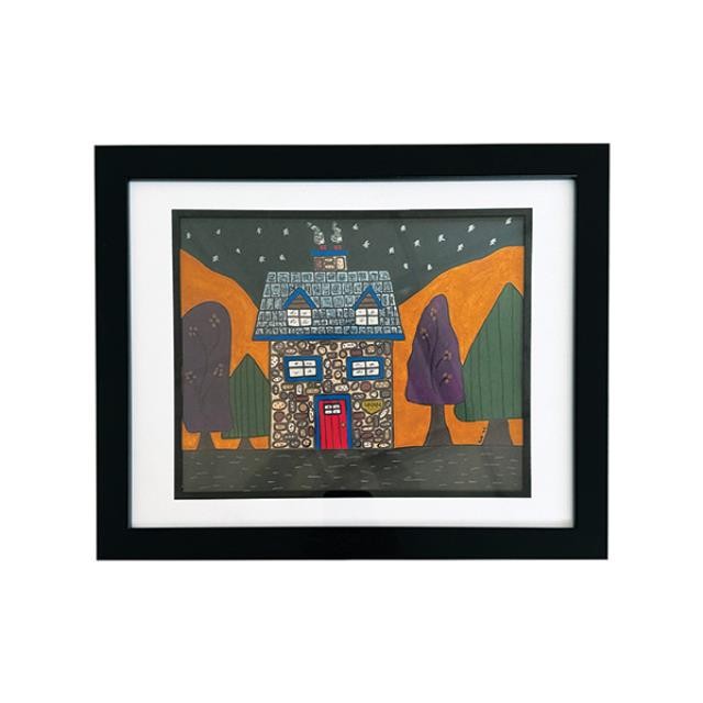 (8521PJ42)FRAMED ART-4444 Cobblestone Home w|White Border