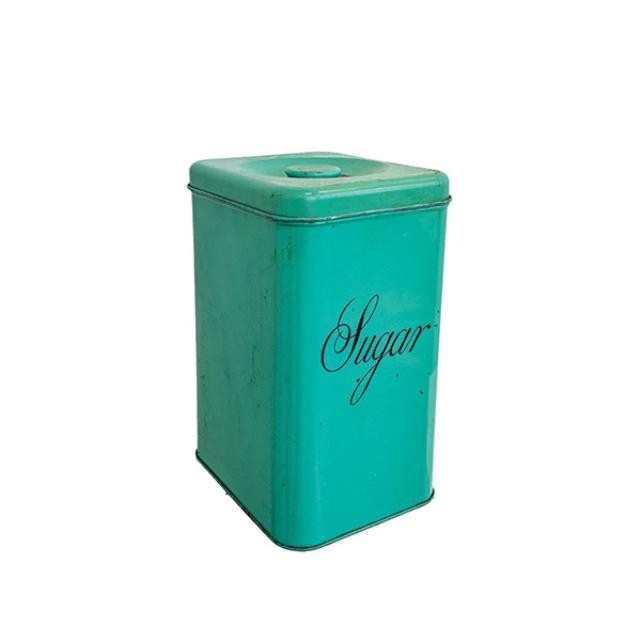 (25320139)CONTAINER-Vintage Turquiose Sugar Tin Container