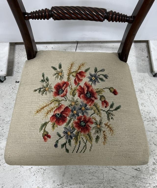 Regency Mahogany Side Chair |Embroider Seat