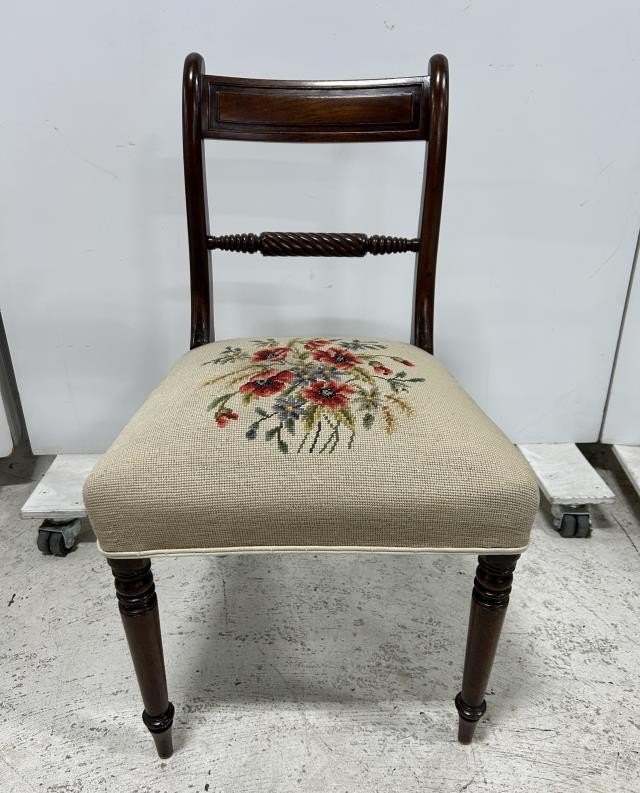 Regency Mahogany Side Chair |Embroider Seat