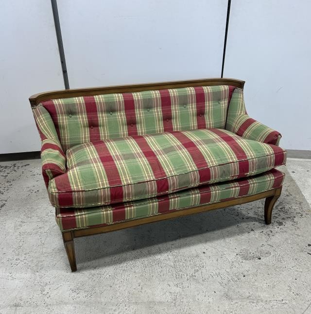 Federal Inspired Sette |Upholstered Arms |Plaid