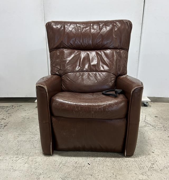 Distressed Brown Leather Recliner