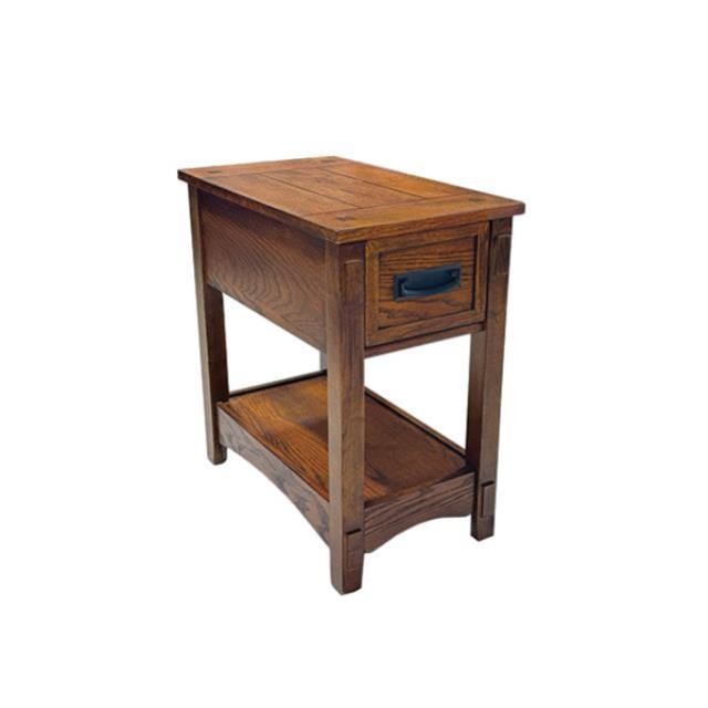 (40070183)NIGHT STAND-Narrow Oak Mission Style-(1) Drawer w|Bottom Shelf