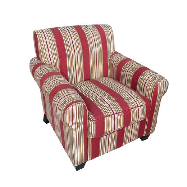 CLUB CHAIR-Red & Beige Striped Chair