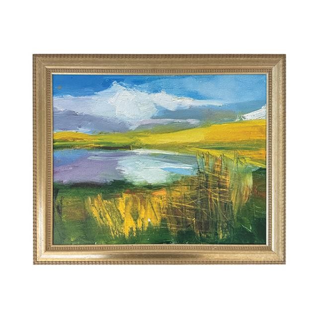 PRINT-Painting of Landscape w|Pond in Center