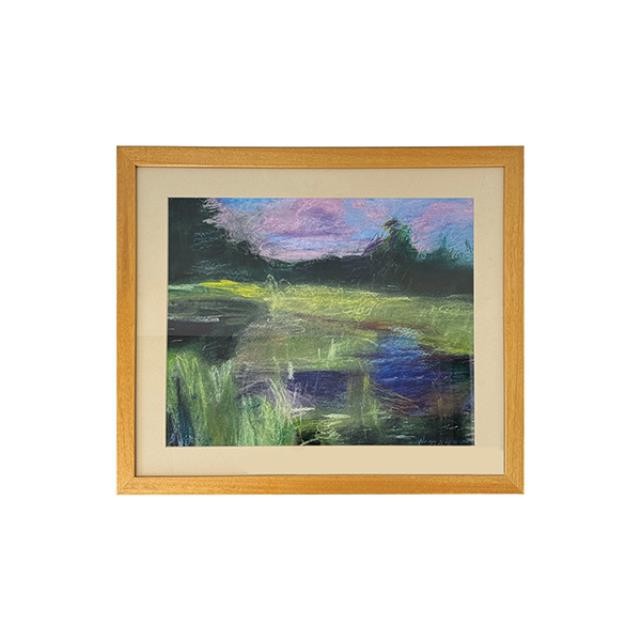 PRINT-Painting of Landscape-Purple Skies in Natural Frame