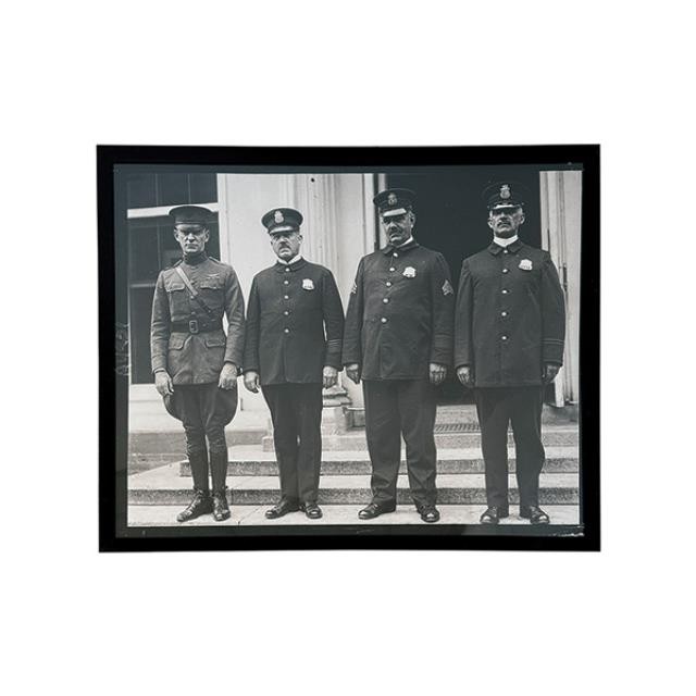 PRINT-Vintage Black & White Photo of 4 Officers