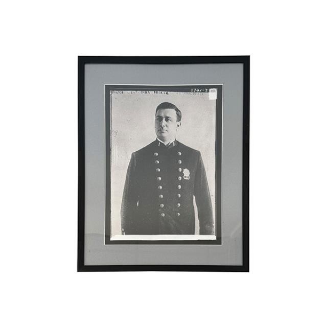 PRINT-Vintage Black & White Portrait of Police Lieutenant