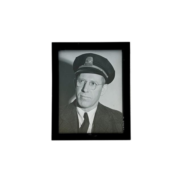 PRINT-Vintage Black & White Photo of Officer w|Glasses