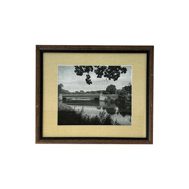 PRINT-Black & White Photo of Bridge & Lake by Trees