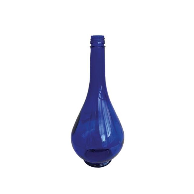 BOTTLE-Blue Glass Bottle w|Long Neck