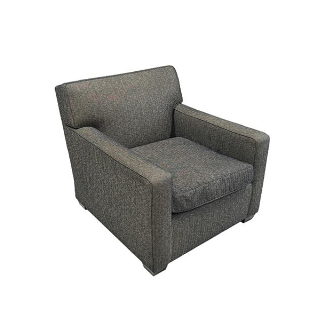 CLUB CHAIR-Charcoal Tweed Square Arm