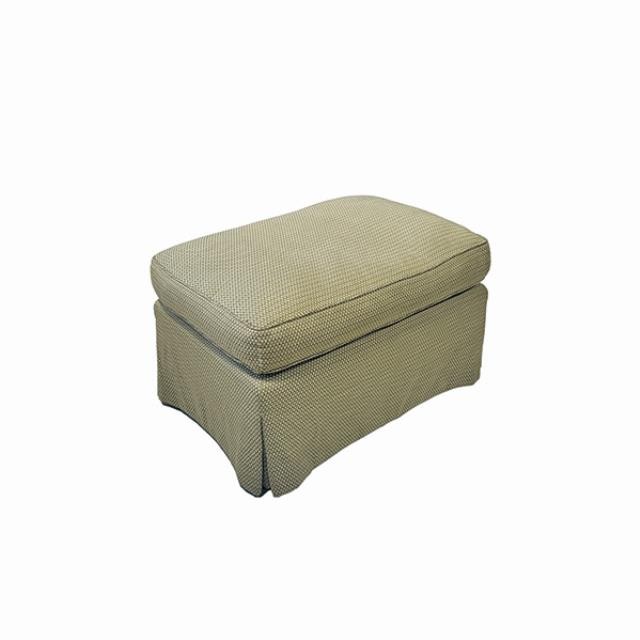 OTTOMAN-Green/Taupe Box Pattern w|Skirt