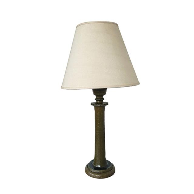 TABLE LAMP-Green Ceramic Column Shaped Lamp