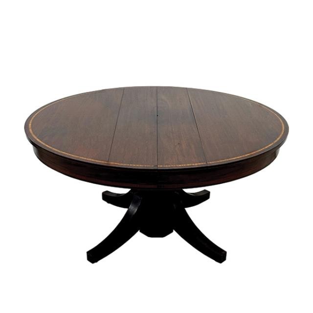 DINING TABLE-English Style Mahogany Inlay Veneer Expandable Round Table