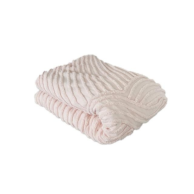 BLANKET-Large Light Pink Blanket w|Decorative Textured Knit