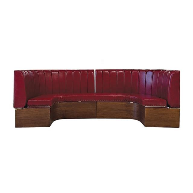 BANQUETTE-Vintage Curved Burgundy Channel Back Banquette