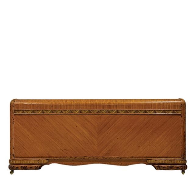 HEADBOARD|FOOTBOARD-Burled Wood Art Deco Waterfall Edge Frame