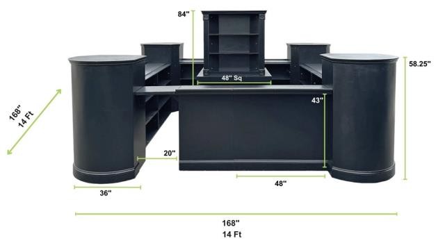 Black Tub 13Piece Modular Bar (Square W/Back Bar)