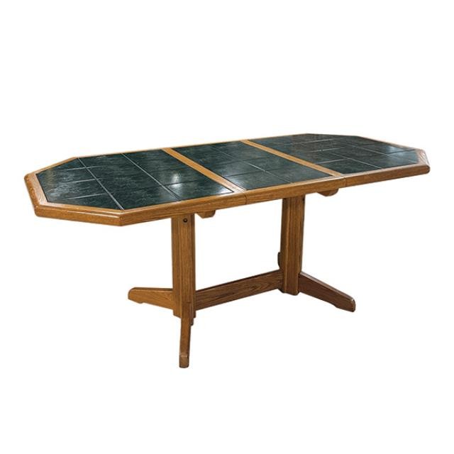 (40608907)DINING TABLE-Long Octagonal Green Tile Top Dining Table