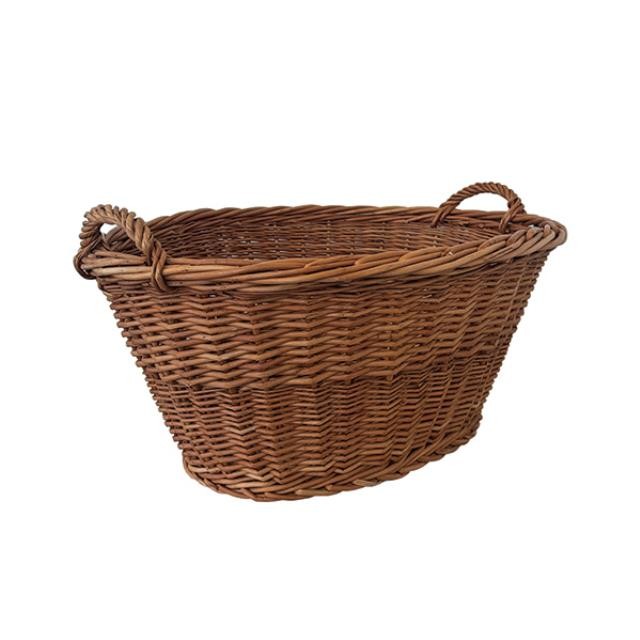 (25030076)BASKET-Vintage Wicker Laundry Basket w|2 Handles-11.5"H