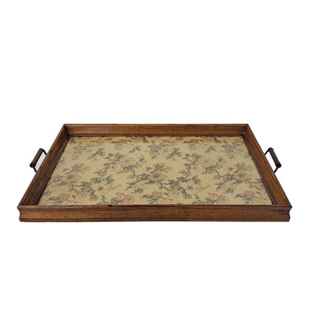 (25340447)TRAY-Vintage Framed Floral Tray w|2 Handles