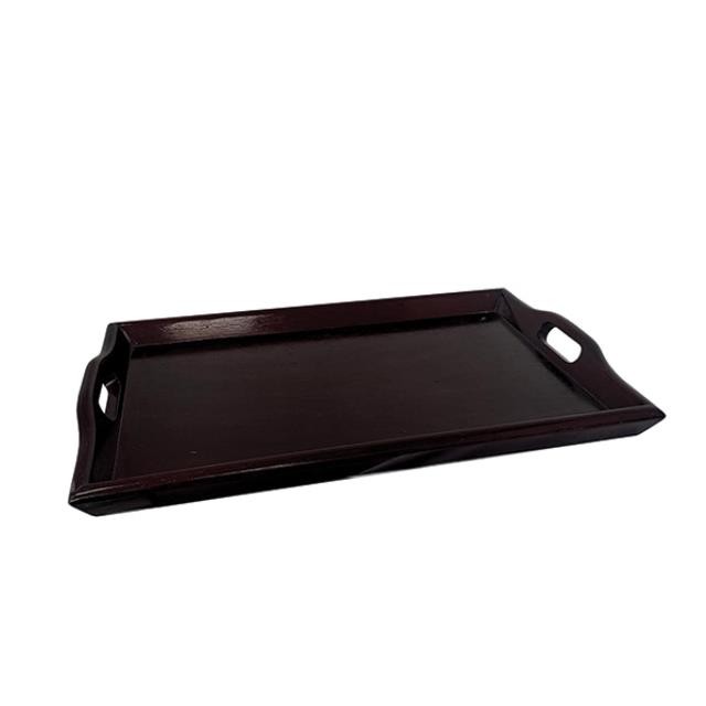 (25340450)TRAY-Rectangular Mahogany Finish Tray w|Handle Holes