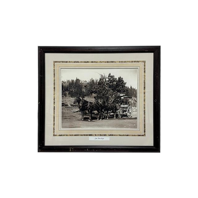 (85210778)PRINT-Vintage Black & White "Lake Tahoe Stage"-Men on Horse Wagon