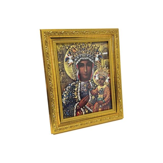 (52730092)RELIGIOUS ART-Gold Frame-Virgin of Czestochowa