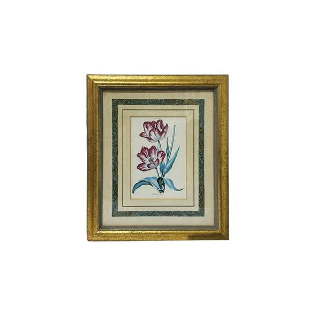 (85210787)PRINT-Two Tulips in Gold Brush Frame