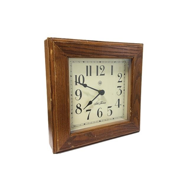 (55000124)WALL CLOCK-Vintage Wooden Square Clock