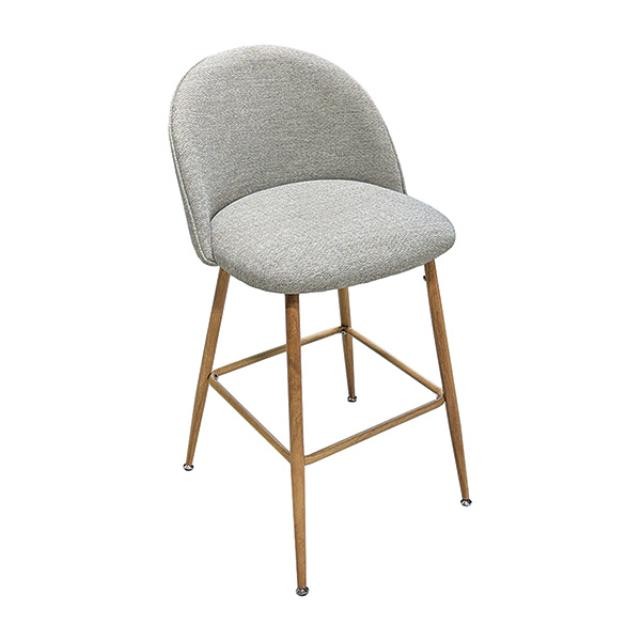 (40150234)STOOL-Counter Height Beige Nubby Upholstered Cushion w|Wooden Legs